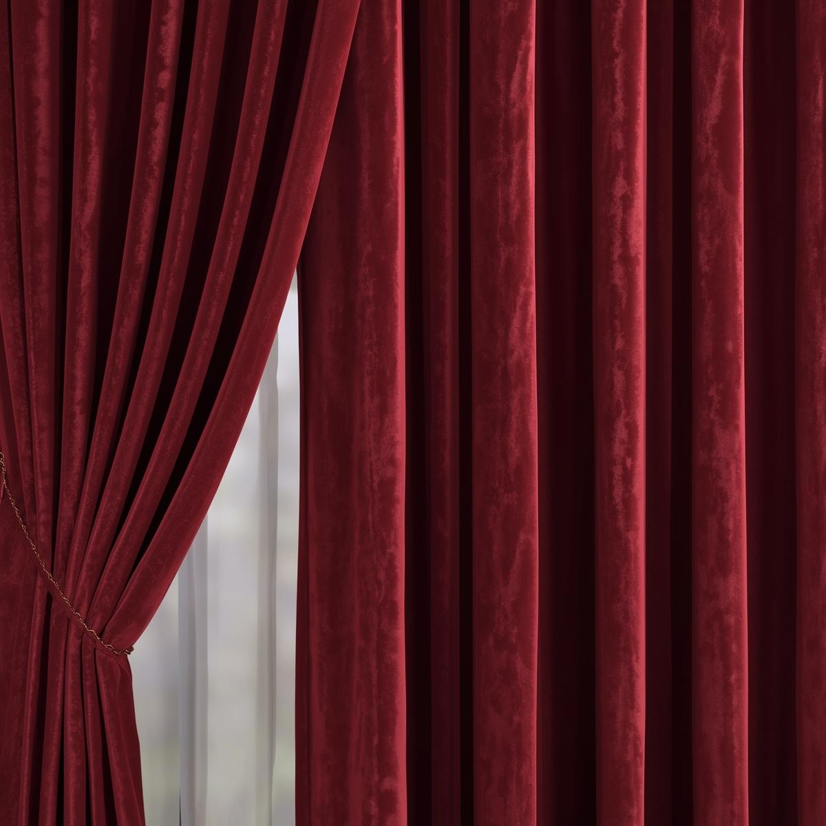 Rich velvet curtains in a dining room
