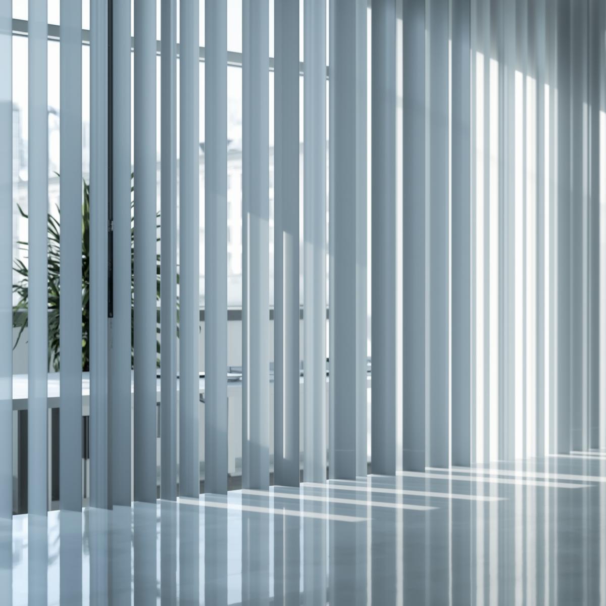 Vertical blinds in a modern office space