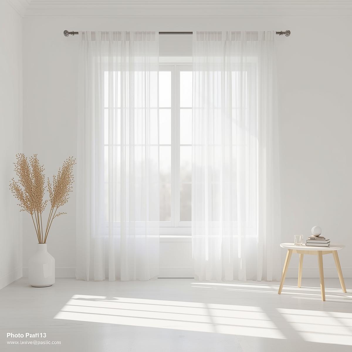 Minimalist sheer curtains in a modern space