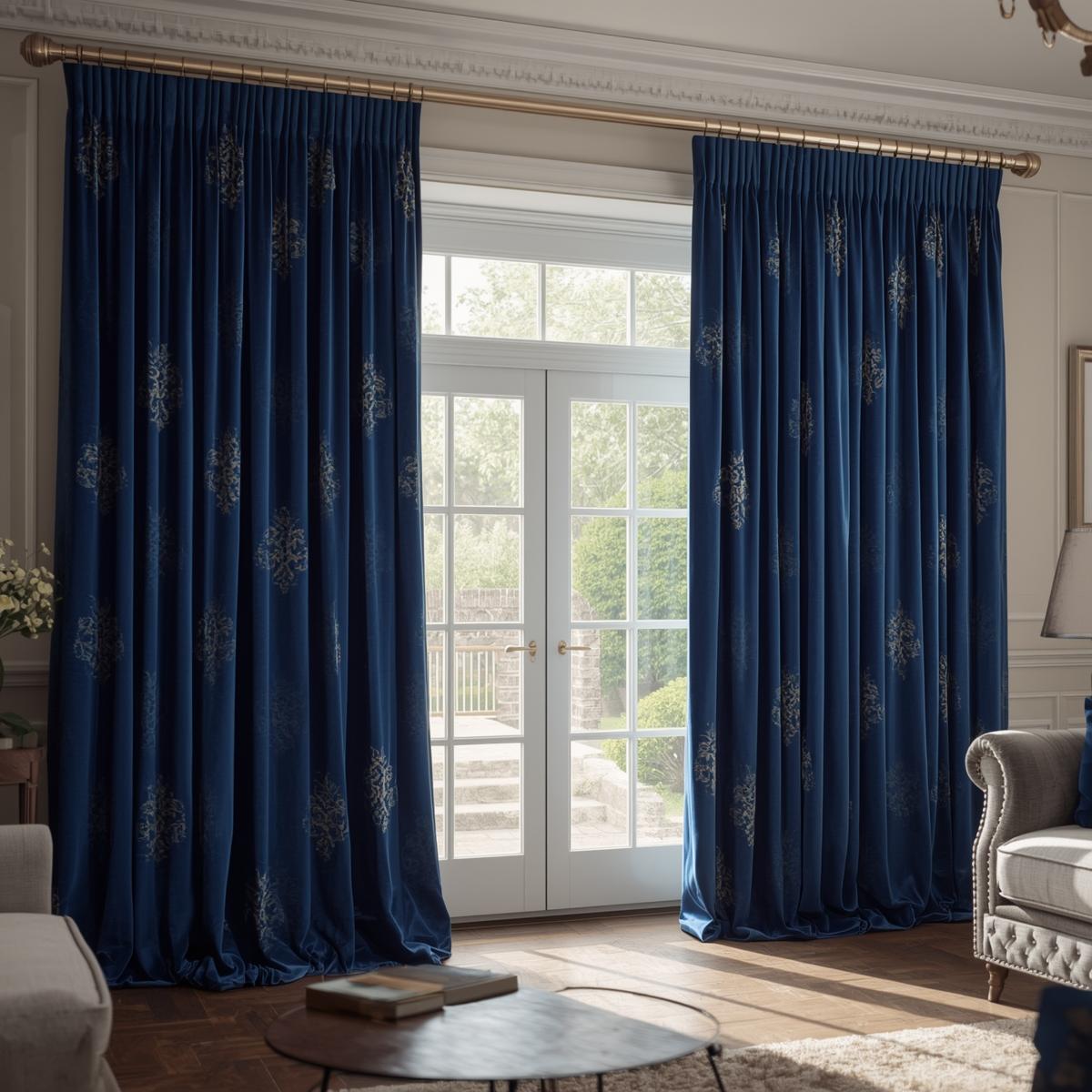 Living room with elegant curtains
