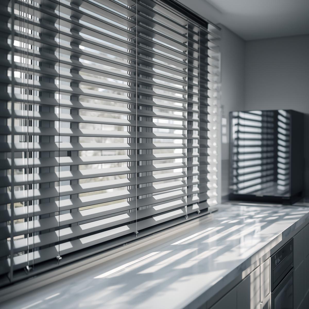 Modern blinds in a kitchen